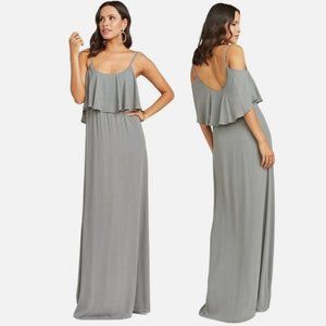 Show Me Your MuMu Caitlin Ruffle Maxi Dress Size Small Womens Charcoal Crisp